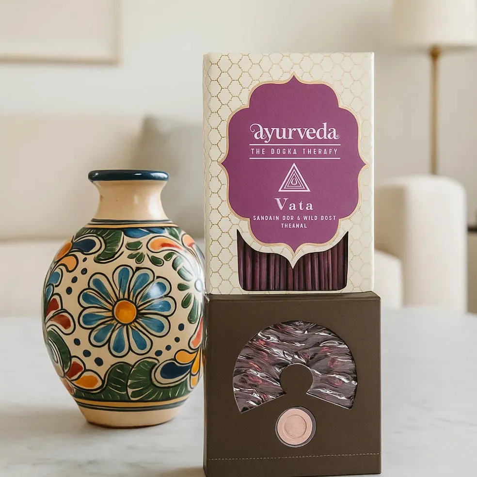 Coffret Ayurveda - cônes + bâton + support