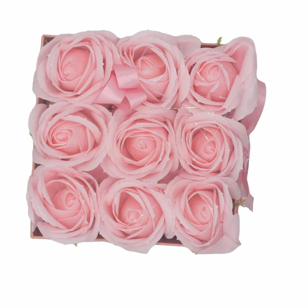 Coffret Boite de Fleurs de Savon - Roses roses