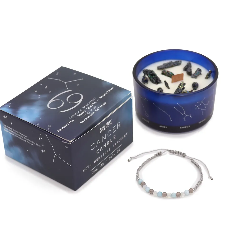 Coffret Cadeaux Bougie et Bracelet - Cancer