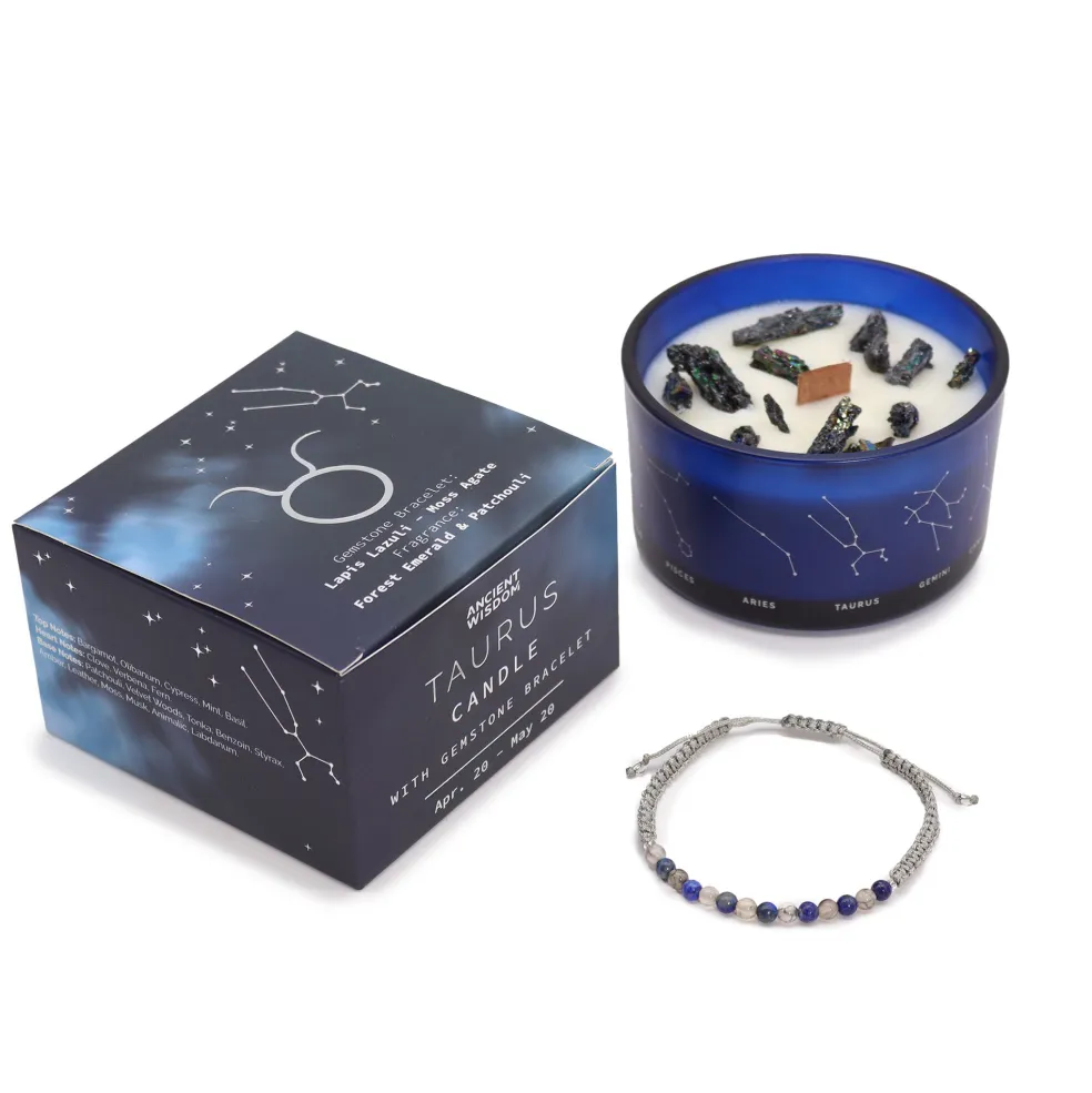 Coffret Cadeaux Bougie et Bracelet - Taureau