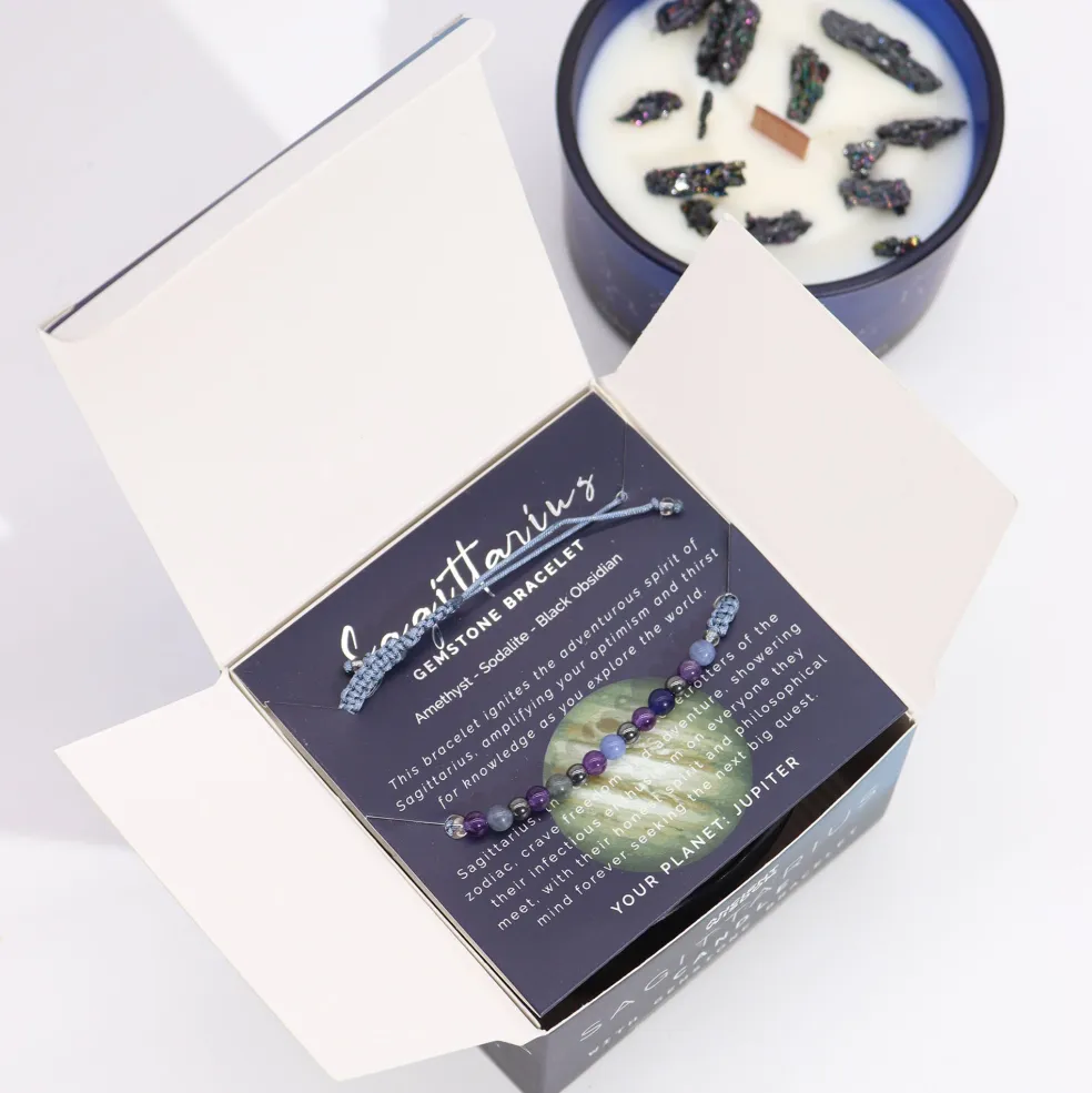 Coffret Cadeaux Bougie et Bracelet - Sagittaire