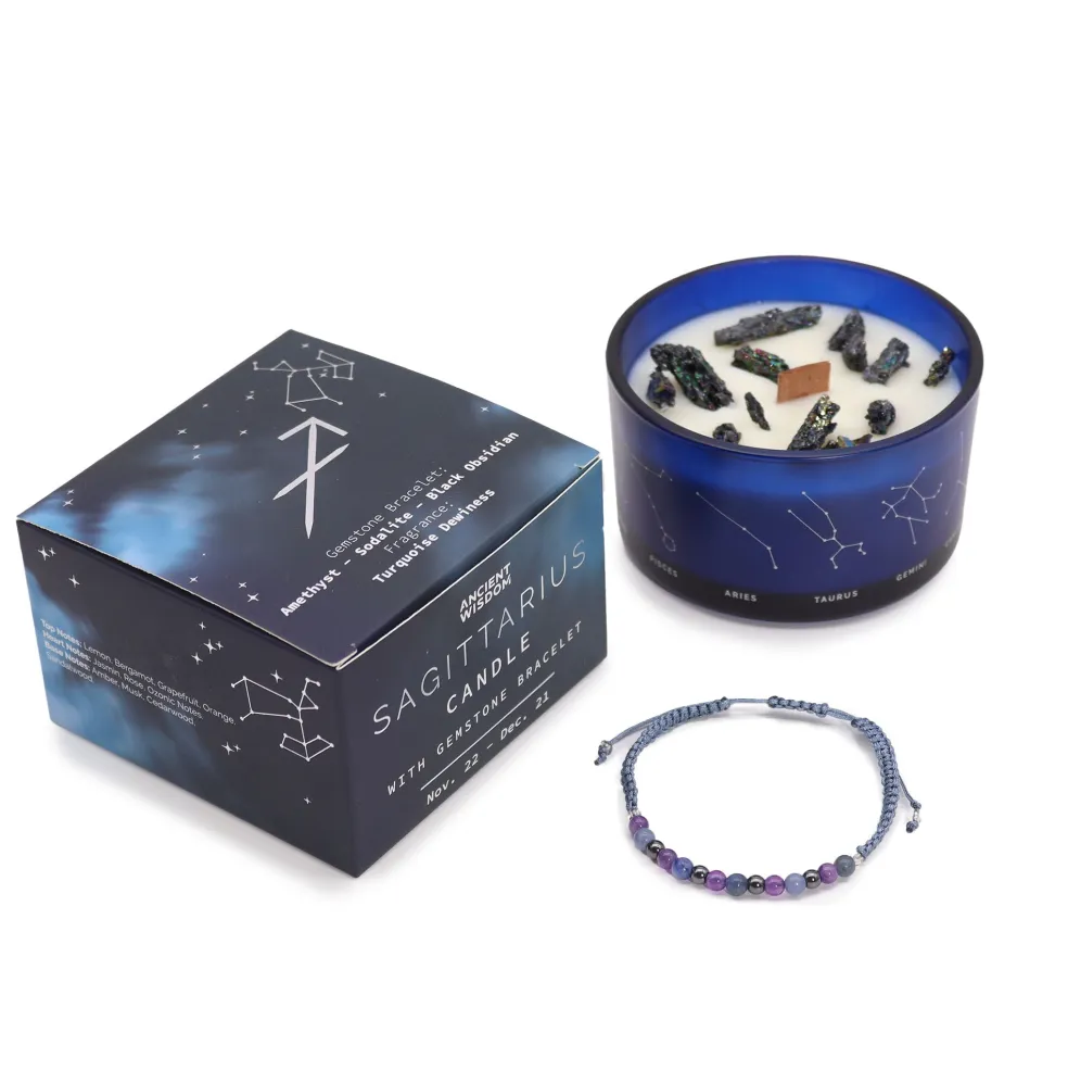 Coffret Cadeaux Bougie et Bracelet - Sagittaire