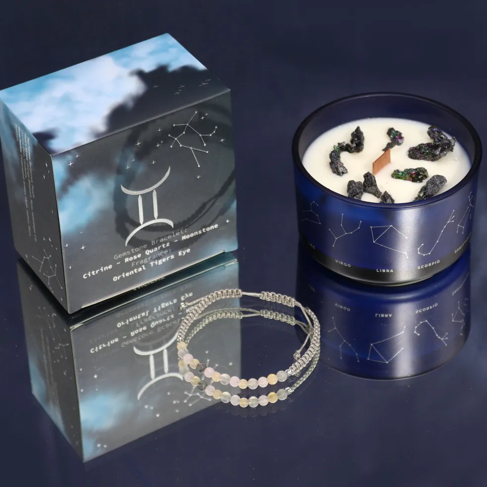 Coffret Cadeaux Bougie et Bracelet - Gémeaux