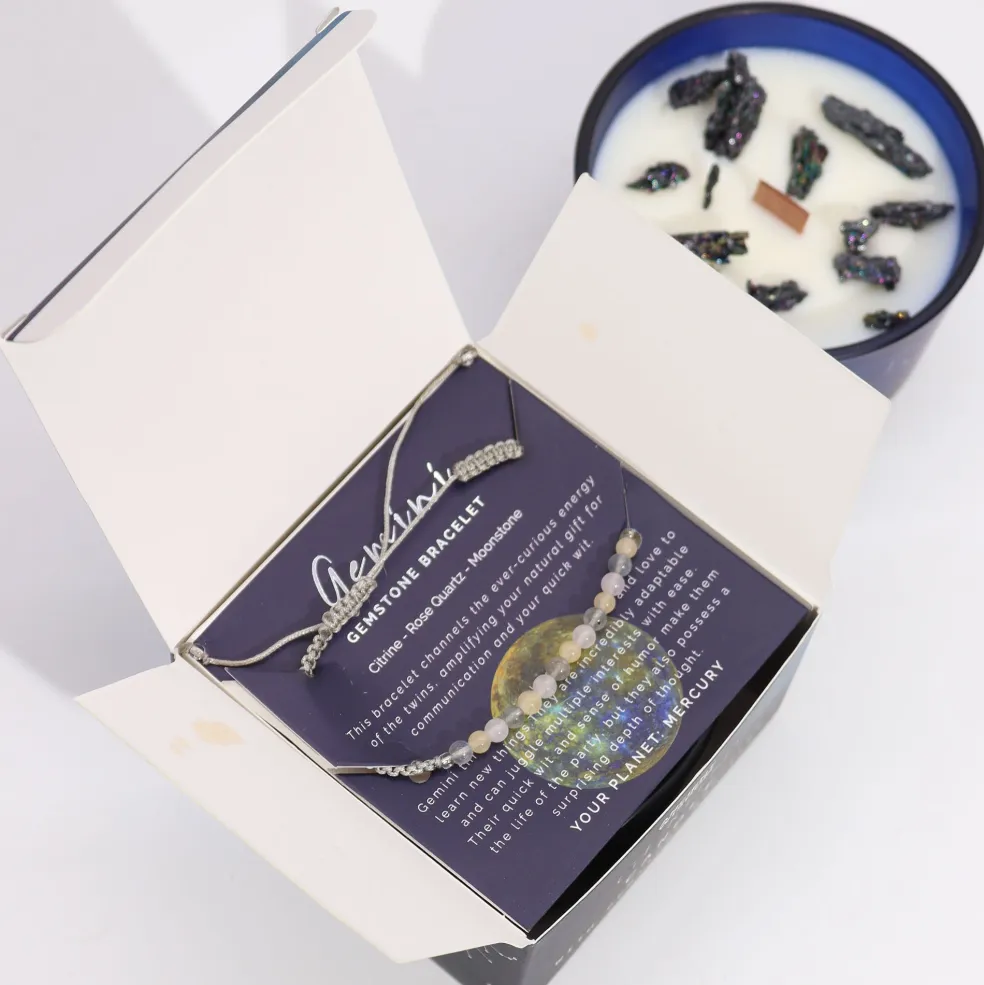 Coffret Cadeaux Bougie et Bracelet - Gémeaux