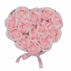 Coffret Cœur de Fleurs de Savon - Roses roses