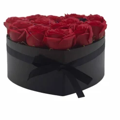 Coffret Cœur de Fleurs de Savon - Roses rouges