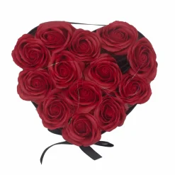 Coffret Cœur de Fleurs de Savon - Roses rouges