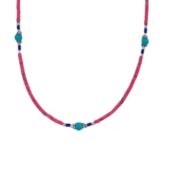 Collier de pierres précieuses - Corail rose et Turquoise