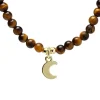 Collier Œil de tigre avec Pendentif Lune