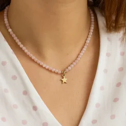 Collier Quartz Rose avec Pendentif Etoile