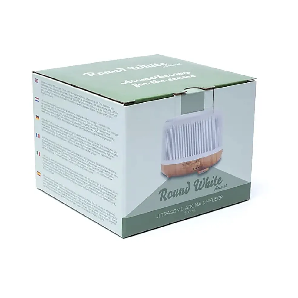 Diffuseur d'arômes à ultrasons - Rond blanc naturel | 300 ml