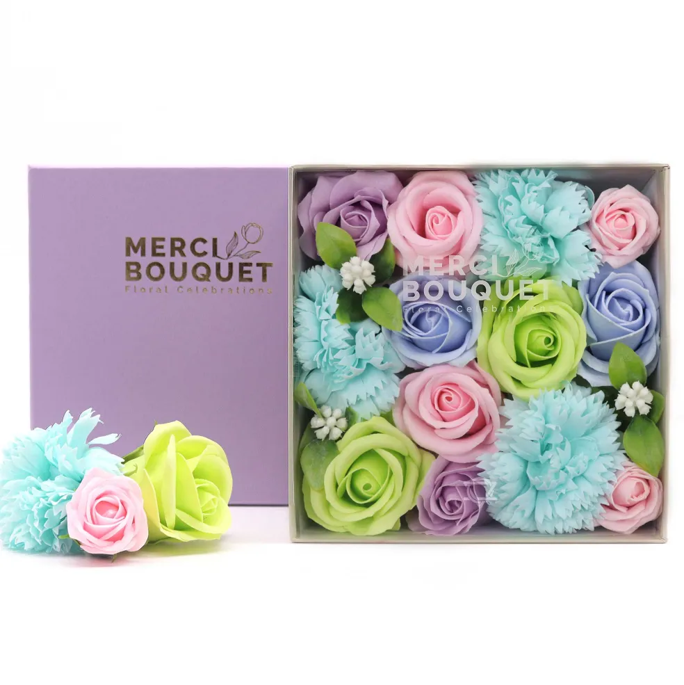 Fleurs de savon - coffret carré