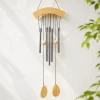 Grand carillon à vent 5 tubes aluminium et bois - 65 cm