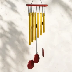 Grand carillon à vent 12 tubes aluminium et bois - 70cm