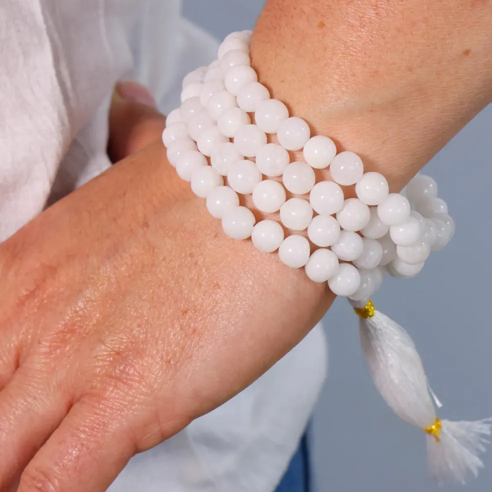 Mala Agate Blanche | 108 perles