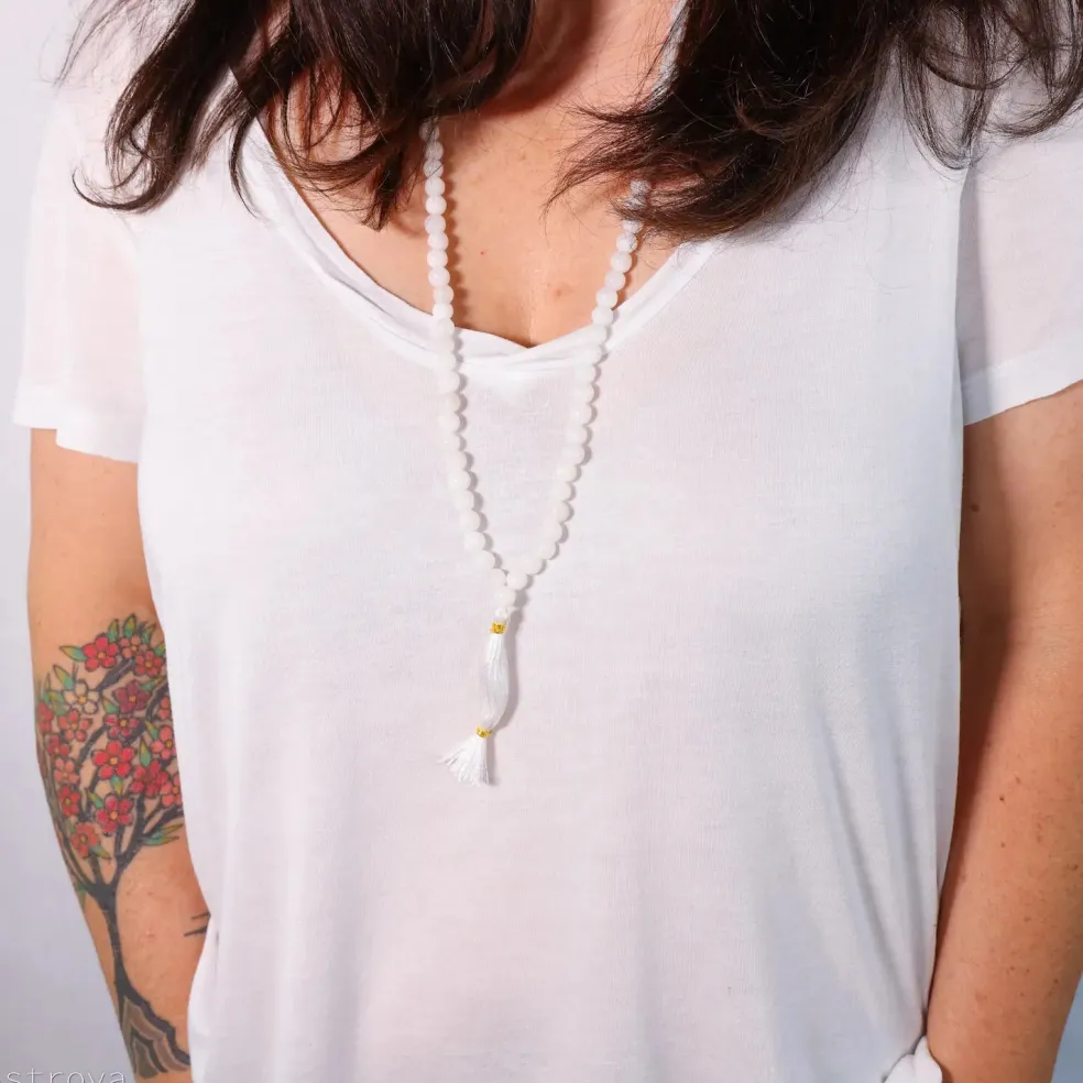 Mala Agate Blanche | 108 perles