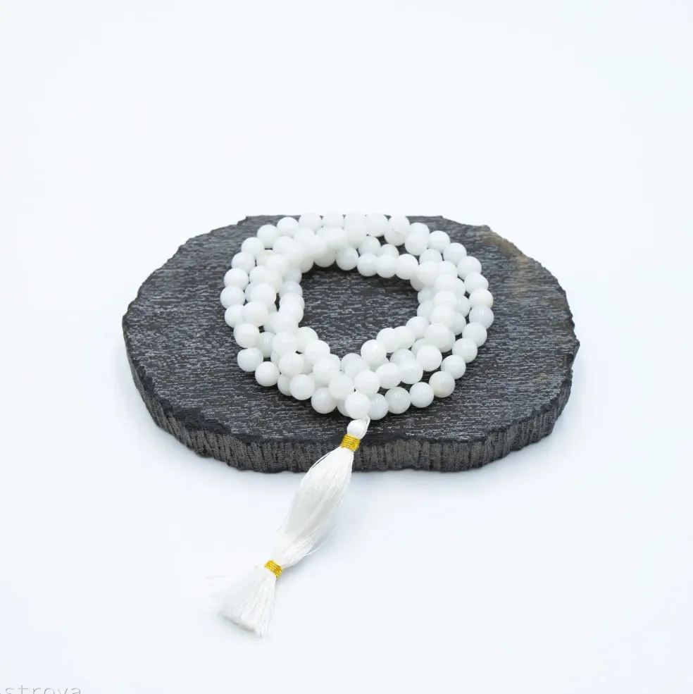 Mala Agate Blanche | 108 perles