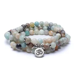 Mala en Amazonite avec charm Om | 108 perles
