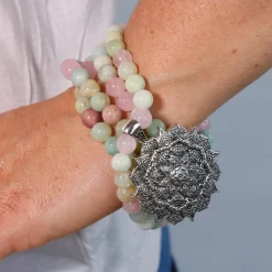 Mala Lotus - Rose Quartz, Amazonite, Rhodonite | 108 perles