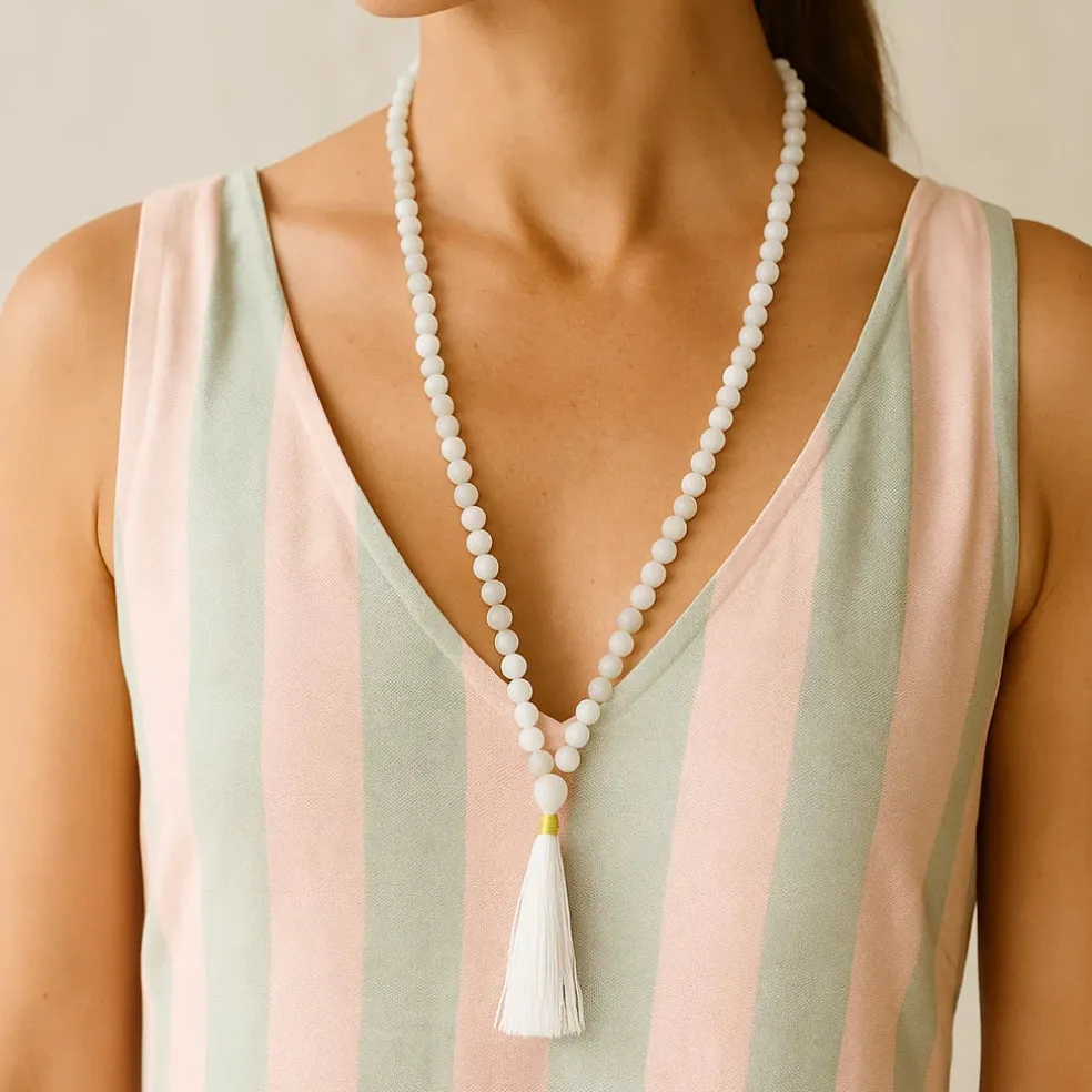 Mala Pierre de Lune Blanc | 108 perles