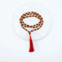 Mala Pierre de Lune Pêche et Rudraksha | 108 perles