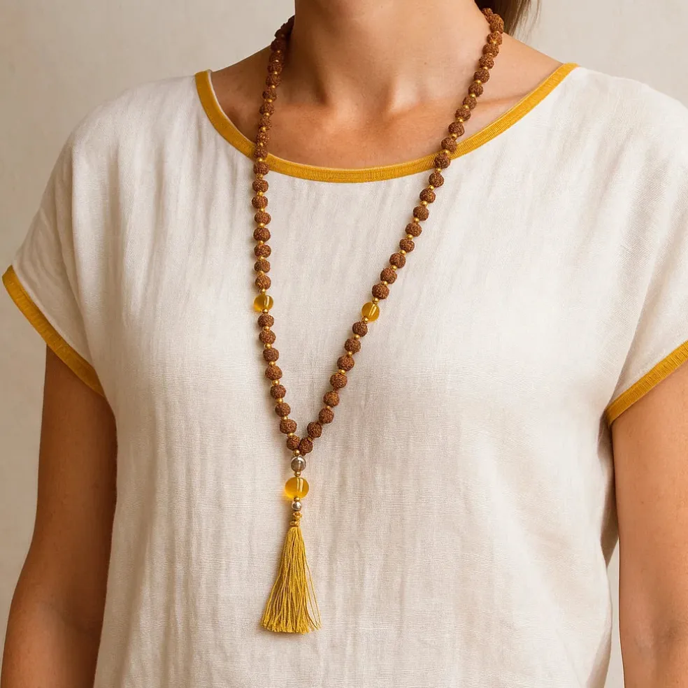 Mala Rudraksha & Citrine | 108 perles