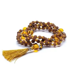 Mala Rudraksha & Citrine | 108 perles