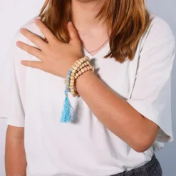 Mala Tulsi, Angélite & Amazonite