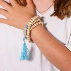 Mala Tulsi, Angélite & Amazonite