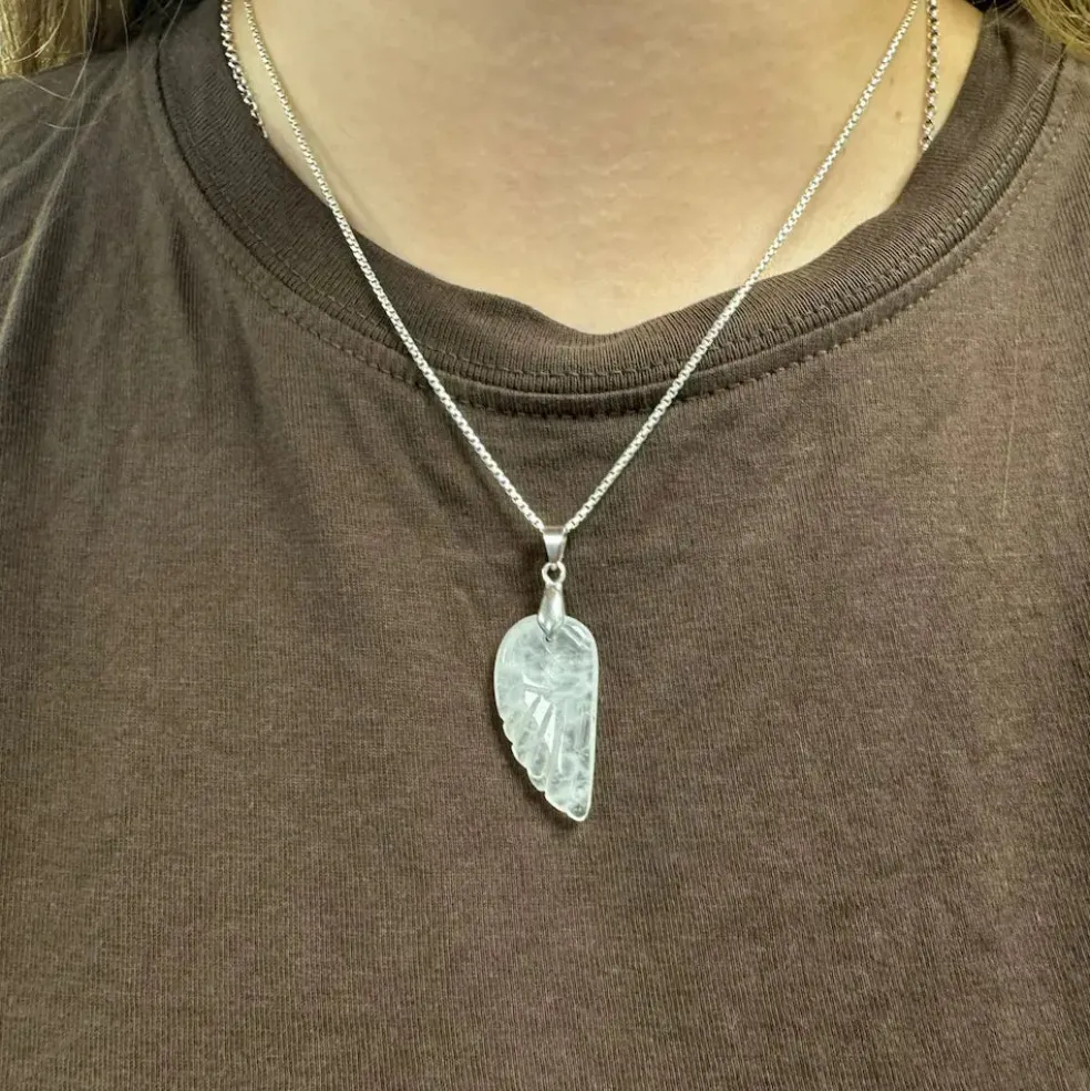Pendentif Aile d'Ange en Cristal de Roche