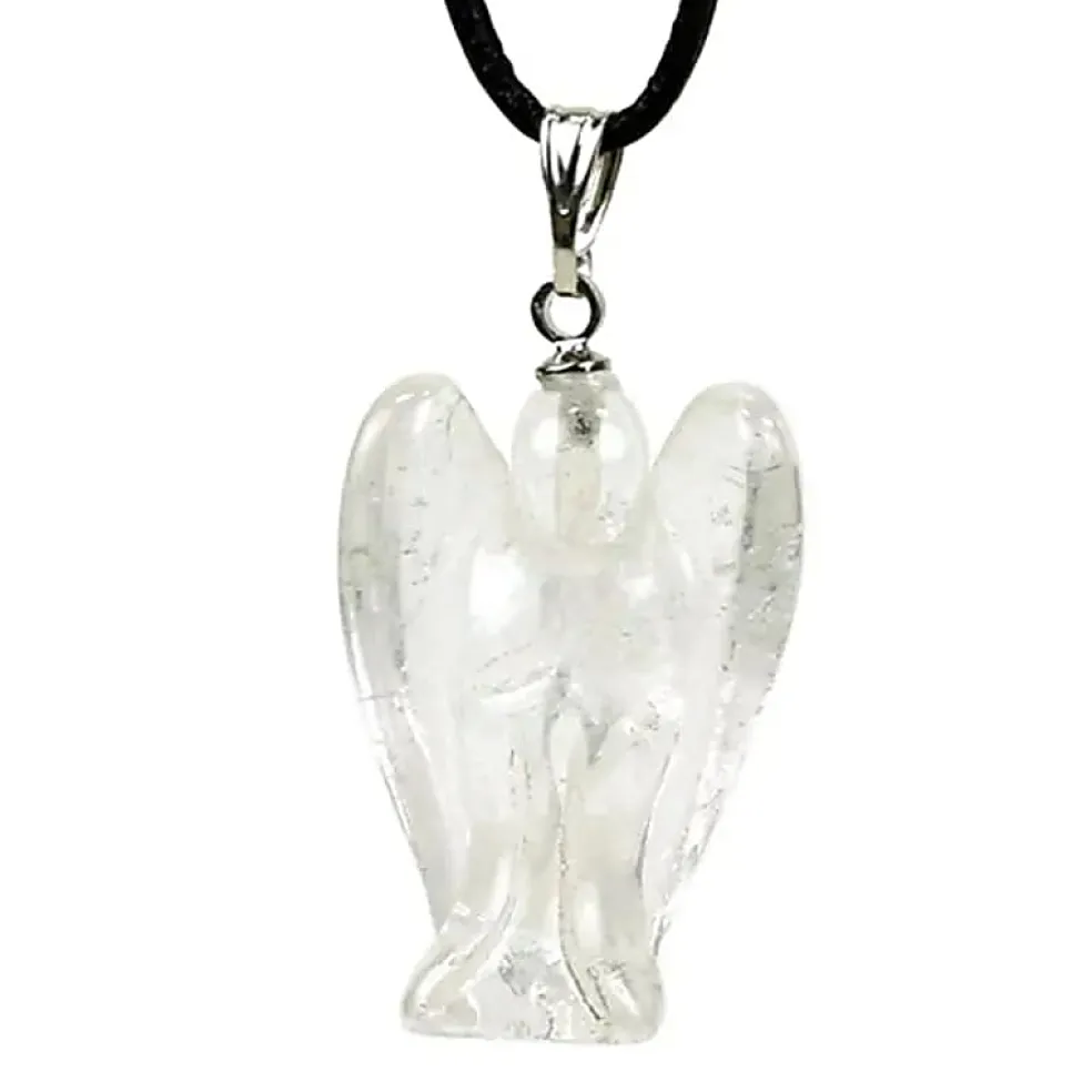 Pendentif Ange en Cristal de Roche Lumineux