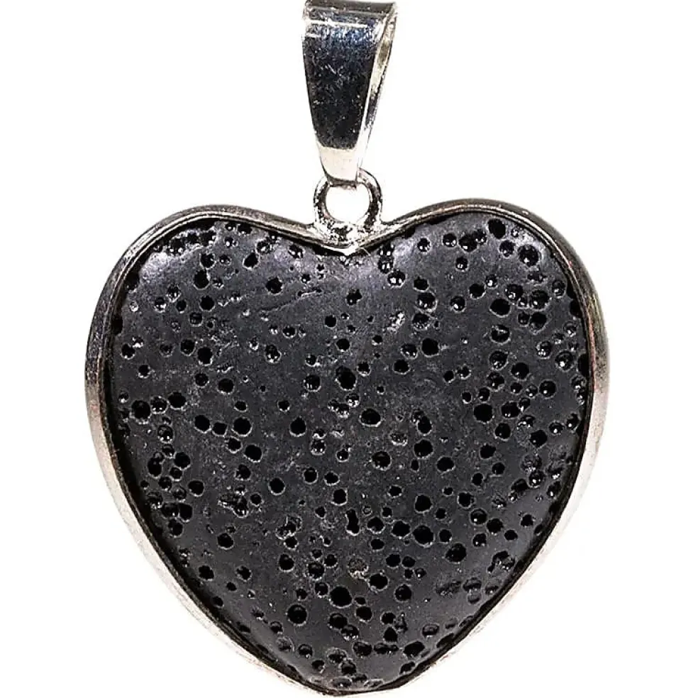 Pendentif Coeur en Pierre de Lave