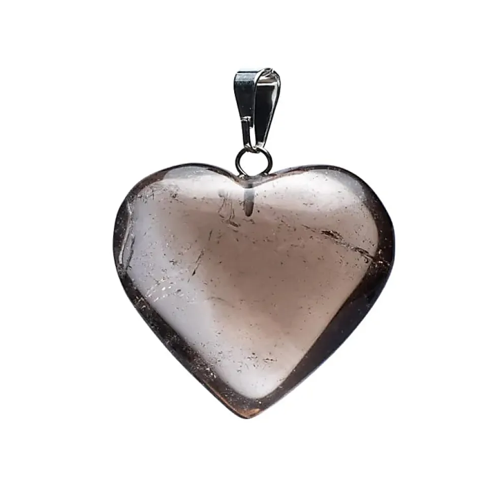 Pendentif Coeur en Quartz Fumé
