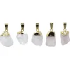 Pendentif doré en Quartz Rose brut