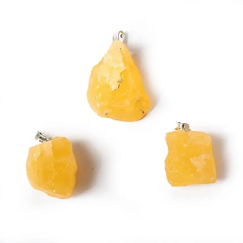 Pendentif en Calcite Jaune brute
