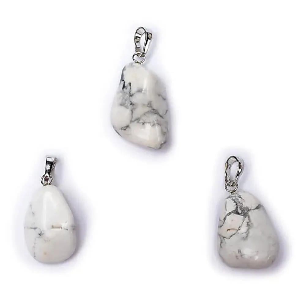 Pendentif en Howlite Blanc avec crochet