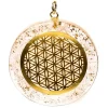 Pendentif Orgonite et Sélénite - Fleur de vie