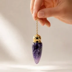 Pendule Améthyste et Laiton | Conique