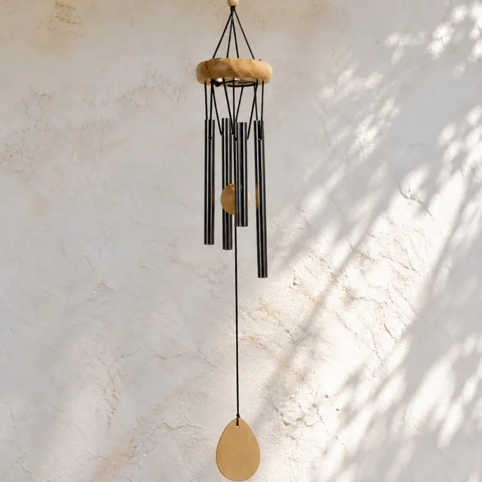Petit carillon 4 tubes alu et bois - 14 cm