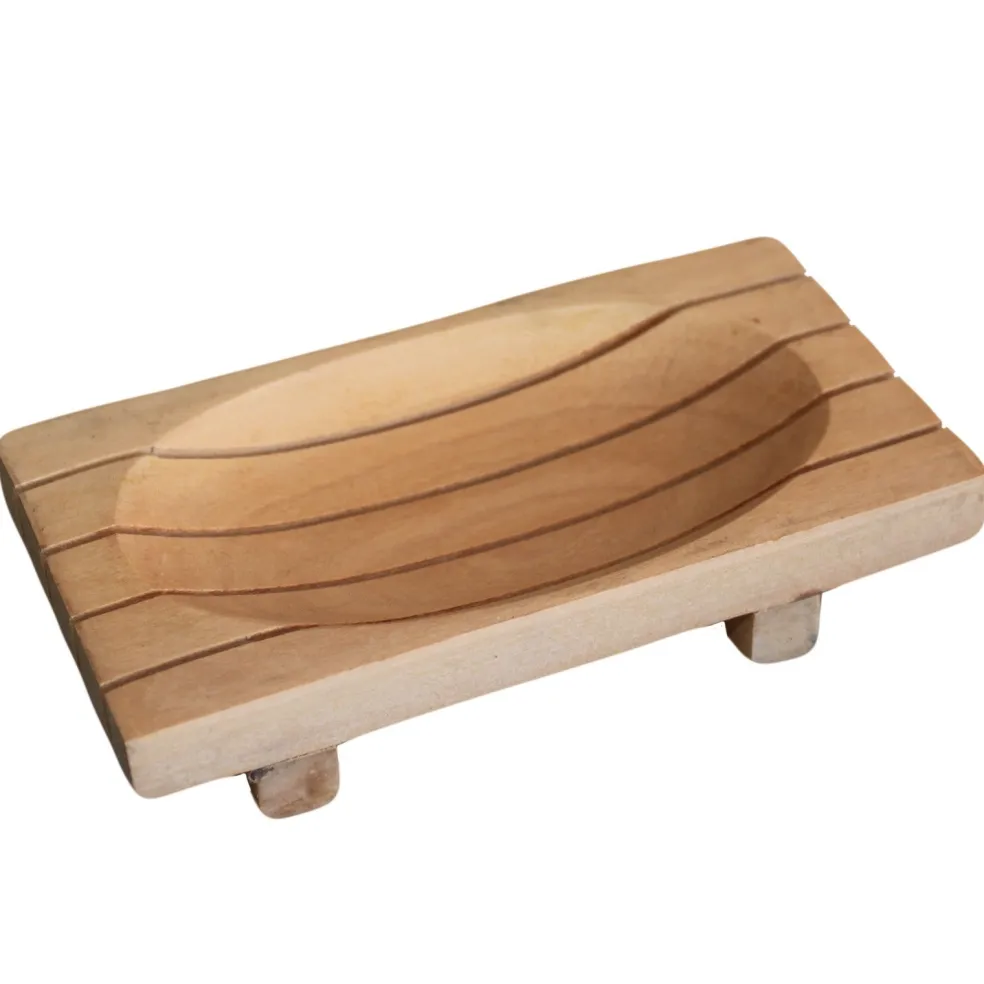 Porte Savon en bois luxe Rectangulaire Strié