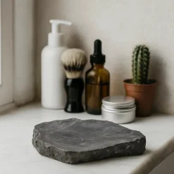Porte savon en marbre gris naturel