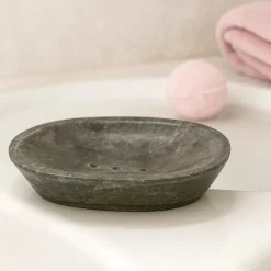 Porte savon ovale Classique en Marbre Gris