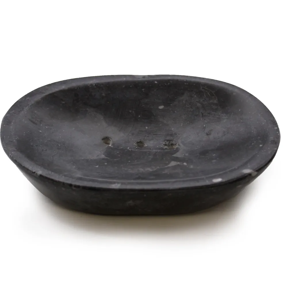 Porte savon ovale classique en marbre noir