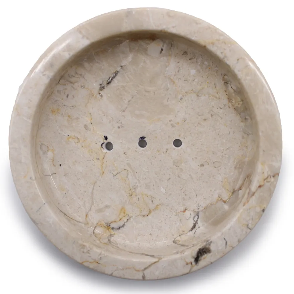 Porte savon plat rond en marbre miel