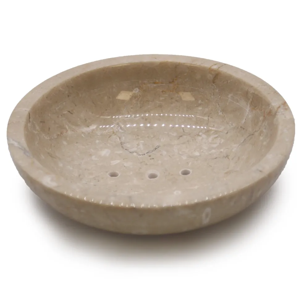 Porte savon rond en marbre miel