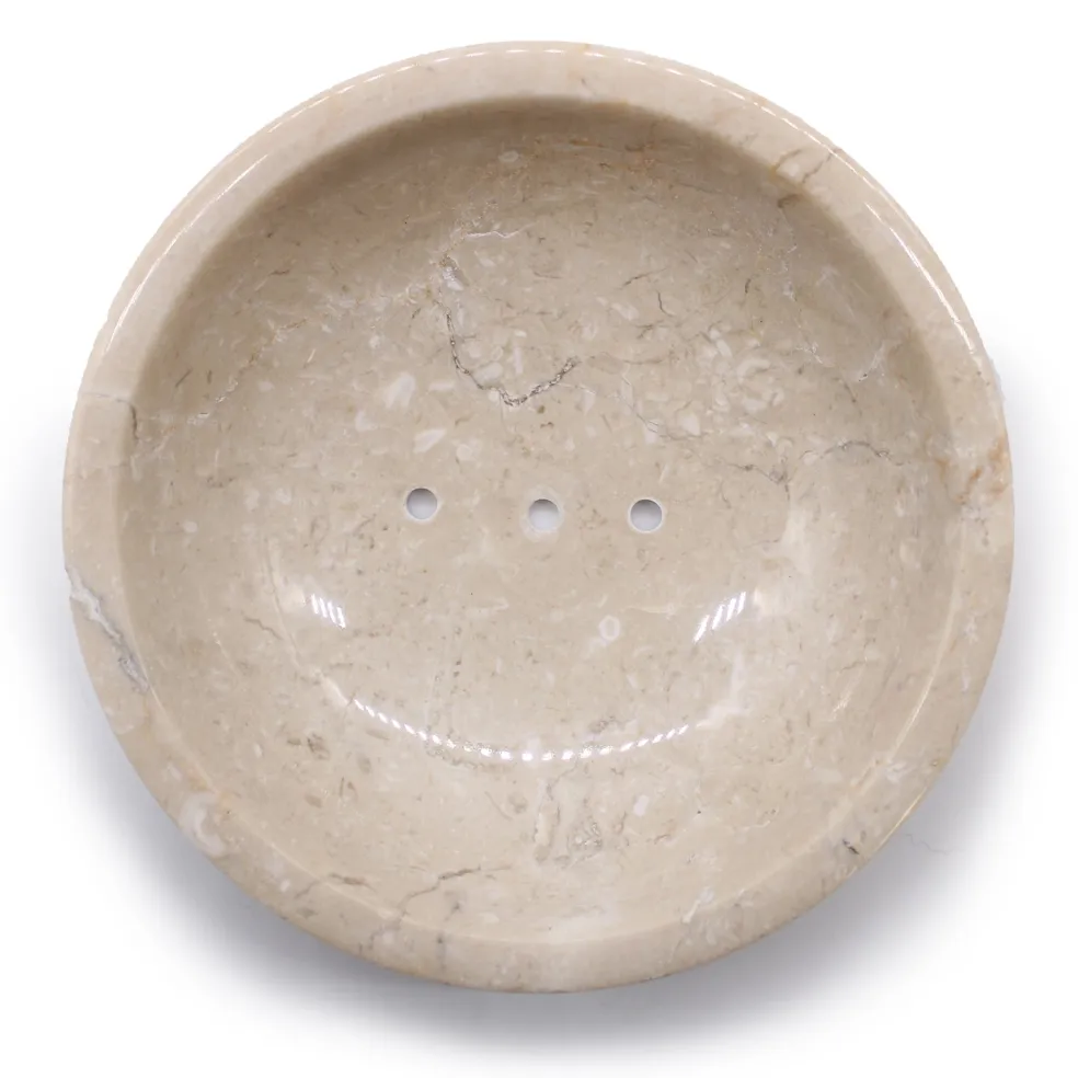 Porte savon rond en marbre miel