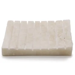 Porte savon strié en Onyx Blanc